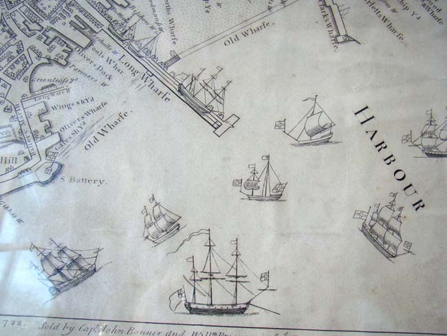 A fine "Map of the Town of Boston in New England" by John Bonner in 1722 and reproduced and published by George Smith in 1835. — image 5